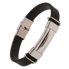 Black rubber bracelet, plate with protuberant centre