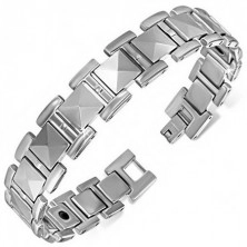 Magnetic tungsten bracelet, H links and squares