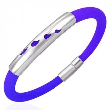 Rubber bracelet with a metal decoration - drops, purple shade