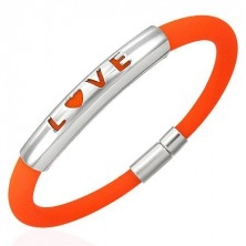 Orange silicone bracelet - LOVE