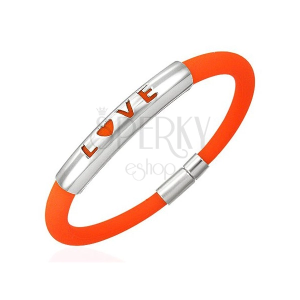 Orange silicone bracelet - LOVE