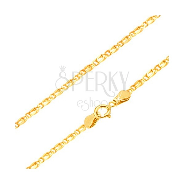 Gold chain - connected shiny oval links, flattened, 450 mm