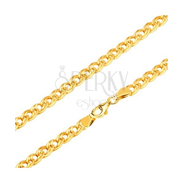 Gold chain - shimmering elliptical bigger and smaller link, 550 mm