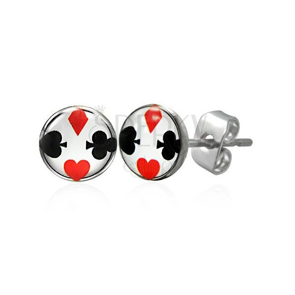 Stainless steel earrings with card symbols