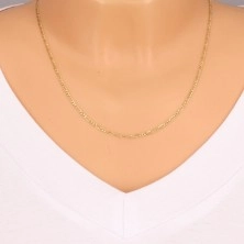 Gold chain - three small eyelets and oblong link, high gloss, 500 mm 