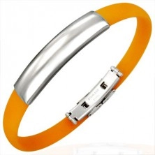 Orange rubber bracelet - smooth ID plate