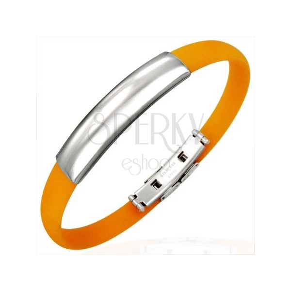 Orange rubber bracelet - smooth ID plate