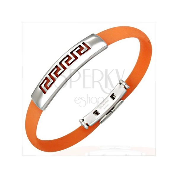 Silicone bracelet - Greek symbol, orange