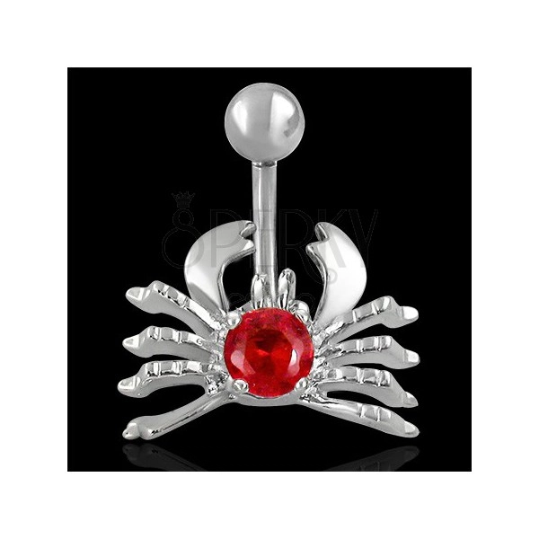 Crab belly ring - red zircon
