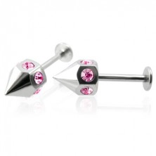 Pair of spike labrets with pink zircons