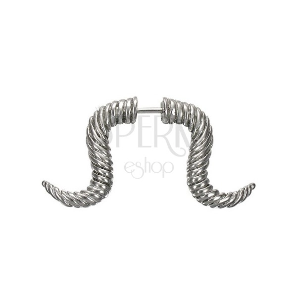 False ear expander a curved horn with rings