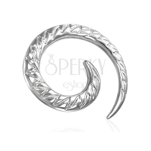 Spiral ear expander with zig-zag pattern