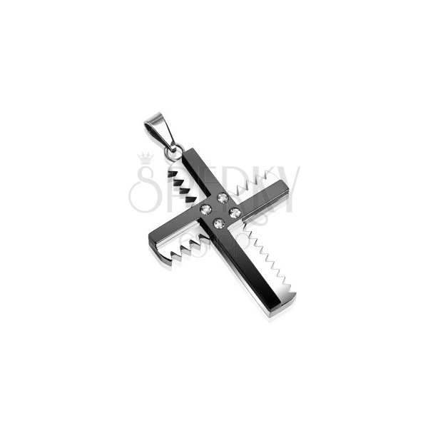 Stainless steel saw cross pendant