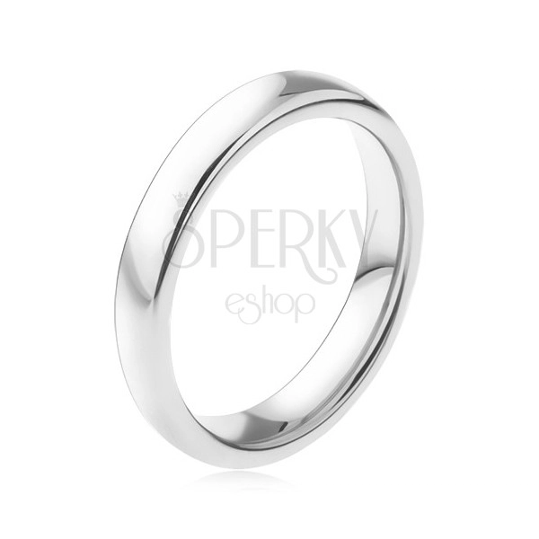 Tungsten band ring, shiny smooth convex surface