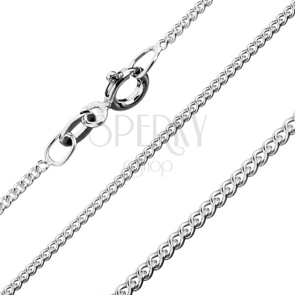 Chain made of 925 silver, round curved links, 1,4 mm