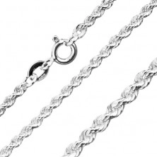 Necklace made of 925 silver, spirally joined links, width 1,8 mm, length 450 mm