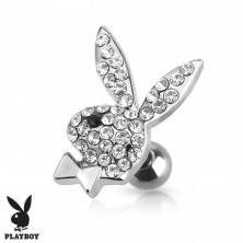 Steel tragus piercing, zircon Playboy bunny