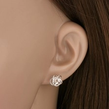 Flowers composed of twisted stripes, earrings made of silver 925