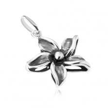 Decoratively patinated flower pendant, silver 925