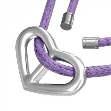 Heart-shaped pendant on purple string