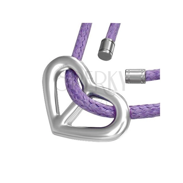 Heart-shaped pendant on purple string