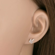 Stud earrings made of 925 silver, Chinese symbols