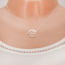 Necklace made of 925 silver - chain and carved circle, Mom