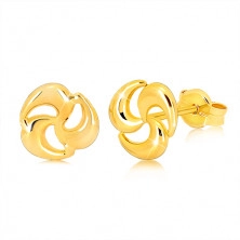 375 gold stud earrings - glistening three-pointed spiral