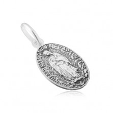 Matt oval medal with Virgin Mary, made of 925 silver