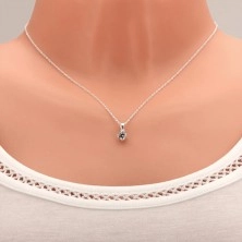 Necklace made of silver 925, round clear zircon in decorative mount