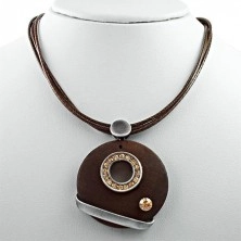 Fashion necklace with pendant - circle made of zircons