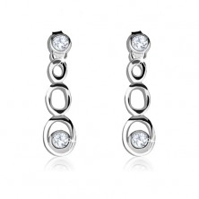 925 silver earrings - three oval contours, two round zircons