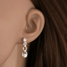 925 silver earrings - three oval contours, two round zircons