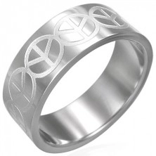 Stainless steel ring with peace sign