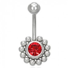 Flower belly ring with zircons