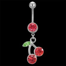 Belly ring - cherries with leaf