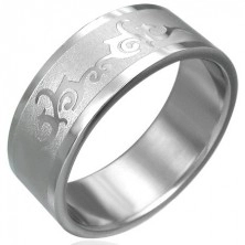 Stainless steel ring with ornament