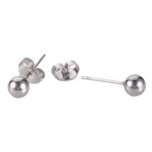 Stud earrings made of steel, shiny balls of silver colour