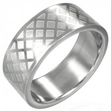 Stainless steel ring - grid pattern