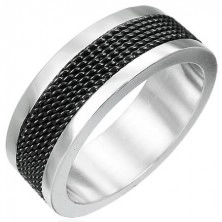 Stainless steel black mesh ring