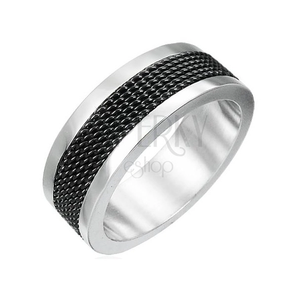 Stainless steel black mesh ring