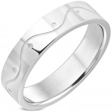 Stainless steel ring in silver colour - a wave, 6 mm