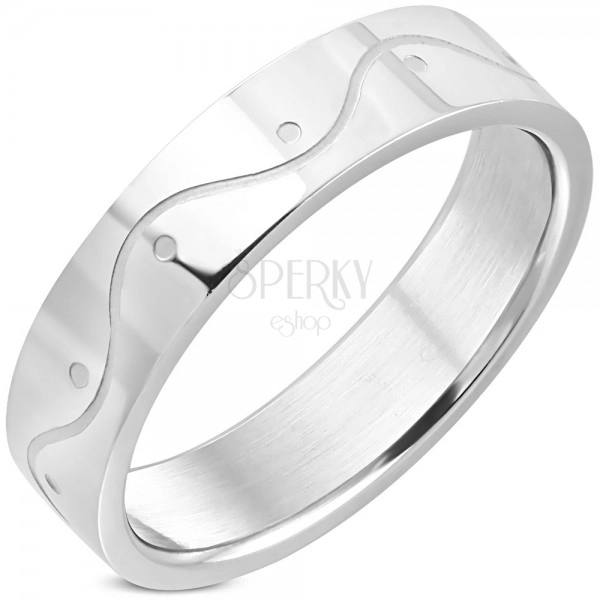 Stainless steel ring in silver colour - a wave, 6 mm