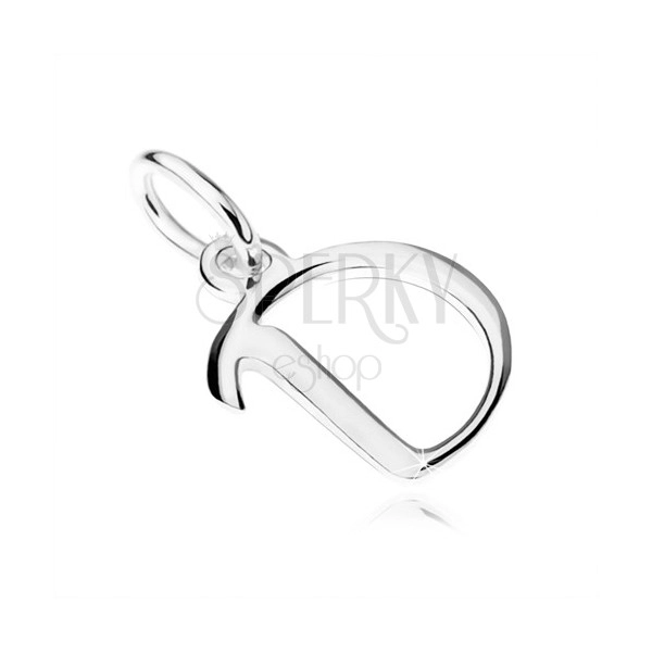 925 silver pendant, capital letter "D", high gloss