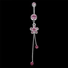 Navel ring - flower with zircons