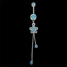 Navel ring - flower with zircons