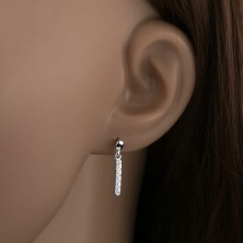 925 silver earrings, dangling glimmering bars, clear zircons