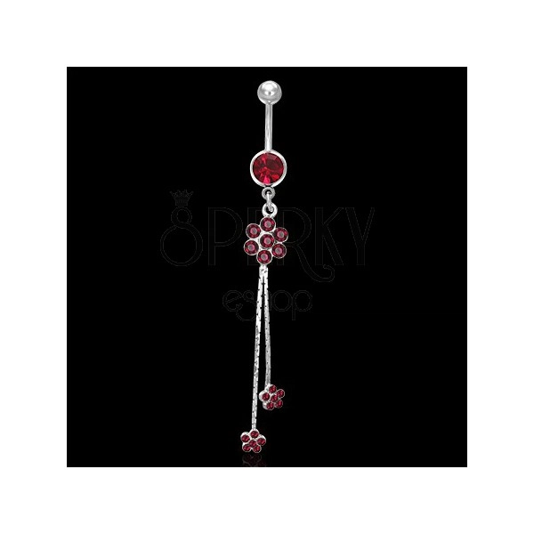 Navel ring with dangle flowers