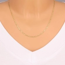 Chain made of yellow 9K gold - three oval eyelets and longer one with grate, 500 mm
