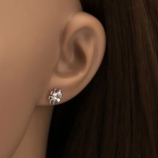 925 silver earrings, daisies with clear zircon in the middle